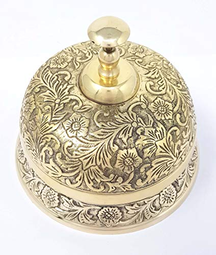 Brass Nautical - Ornate Desk Bell Table Bells Call Bell Reception Bell (5.5 inches, Brass Antique)