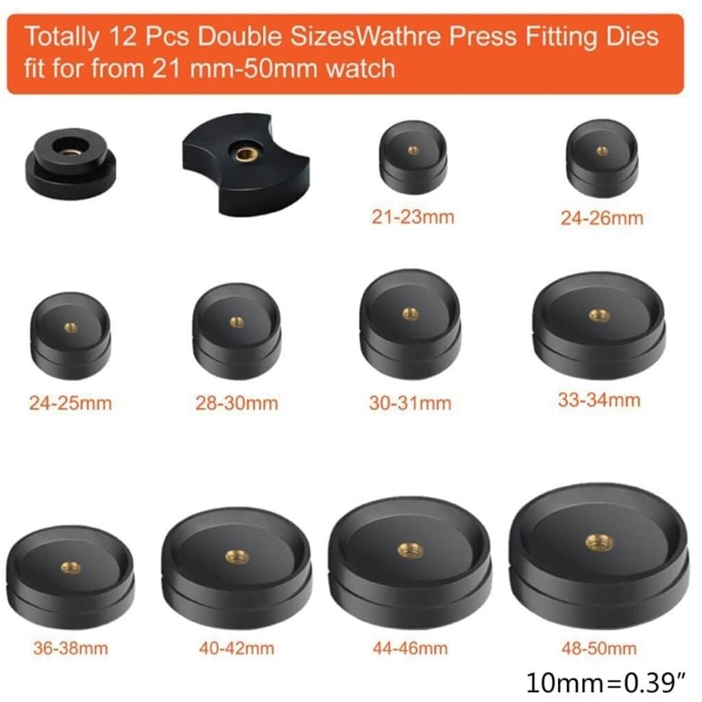 16Pcs Uhr Presse Werkzeug Ersatz Kit Fitting Stirbt Zurück Remover Näher Reparatur Batte
