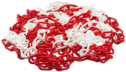 PEREL - 1186-10 kunststof ketting, 6 mm diameter, 10 m lengte, rood/wit 138869