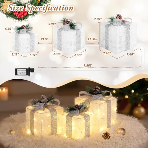 3 Pack, Christmas Lighted Gift Boxes - image 2