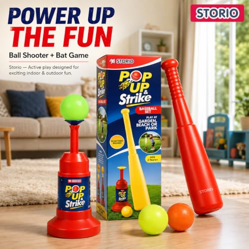 Image of Storio Baseball Shooter Bat, Pitcher Ball Power Shot Launcher Game for Kids