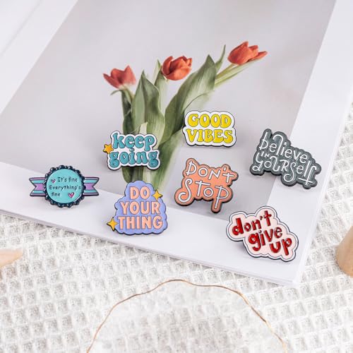 7 Pcs Motivational Phrase Pins Set for Women Men,Positive Enamel Lapel Pin,Inspirational Saying Brooch Pins,Badge Pins for Backpacks Clothing Canvas Bags Hats,Jewelry DIY Accessories2