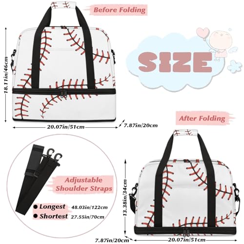 Large Weekender Overnight Bags Sports Baseball Abstract Travel Duffel Bag for Women Men Gym Bag With Shoe Compartment Foldie Travel Tote Bag Carry On Personal Item Bag for Travel Gym Sports2