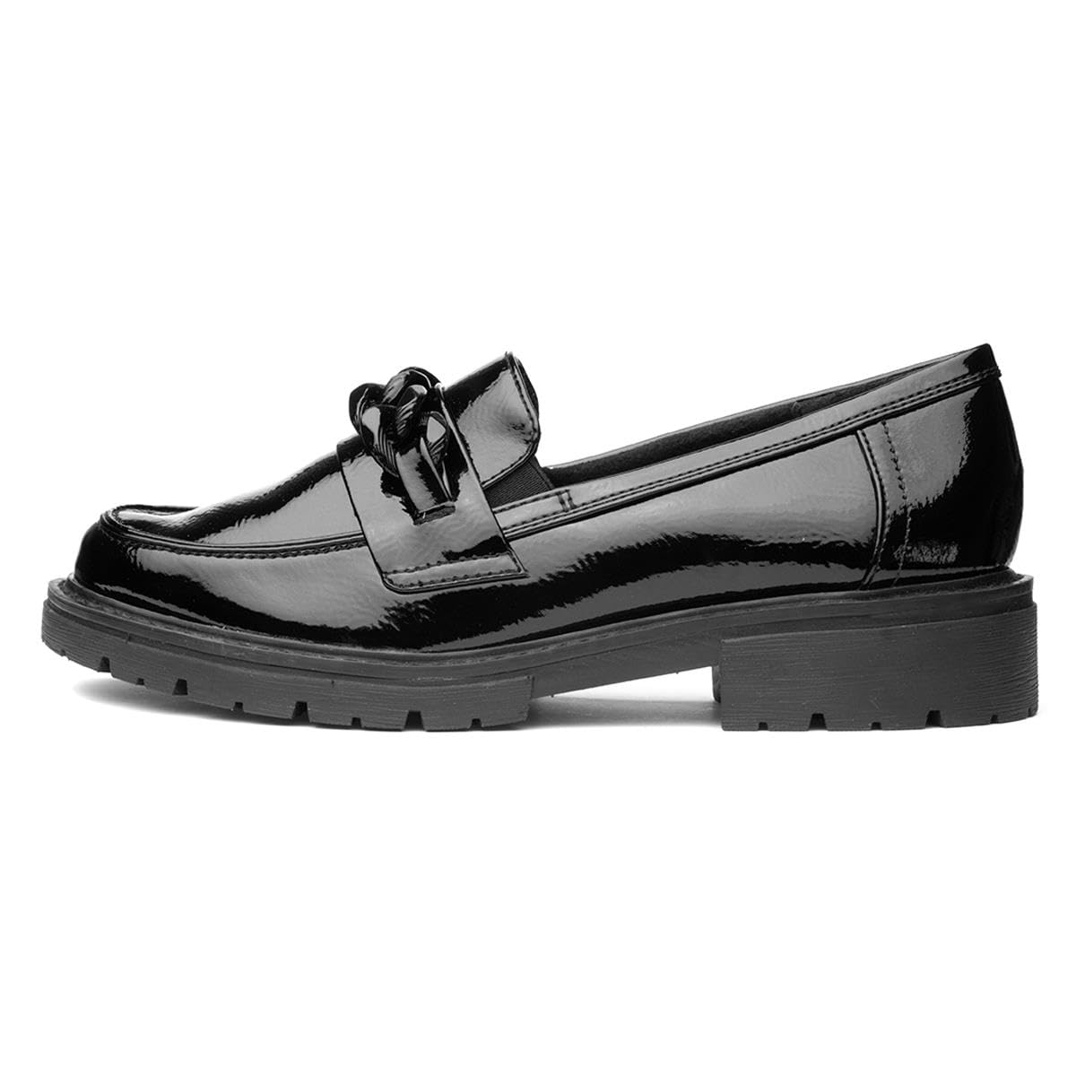 Jana Softline Womens Black Patent Loafer