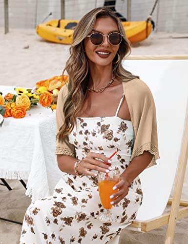 Image of Totatuit Women's Short Sleeve Bolero Shrug for Dresses Open Front Knit Cropped Cardigan Loose Sheer Cardigan Sweater