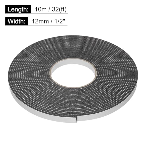 Image of uxcell 2pcs Rolls Double Sided Foam Tape Removeable Foam Sponge Mounting Tape Strong Adhesive Tape Strips(Black, 32ft x 1 /2 inch x 1 /8 inch) for Home Paint Wall Hanging Poster Decor