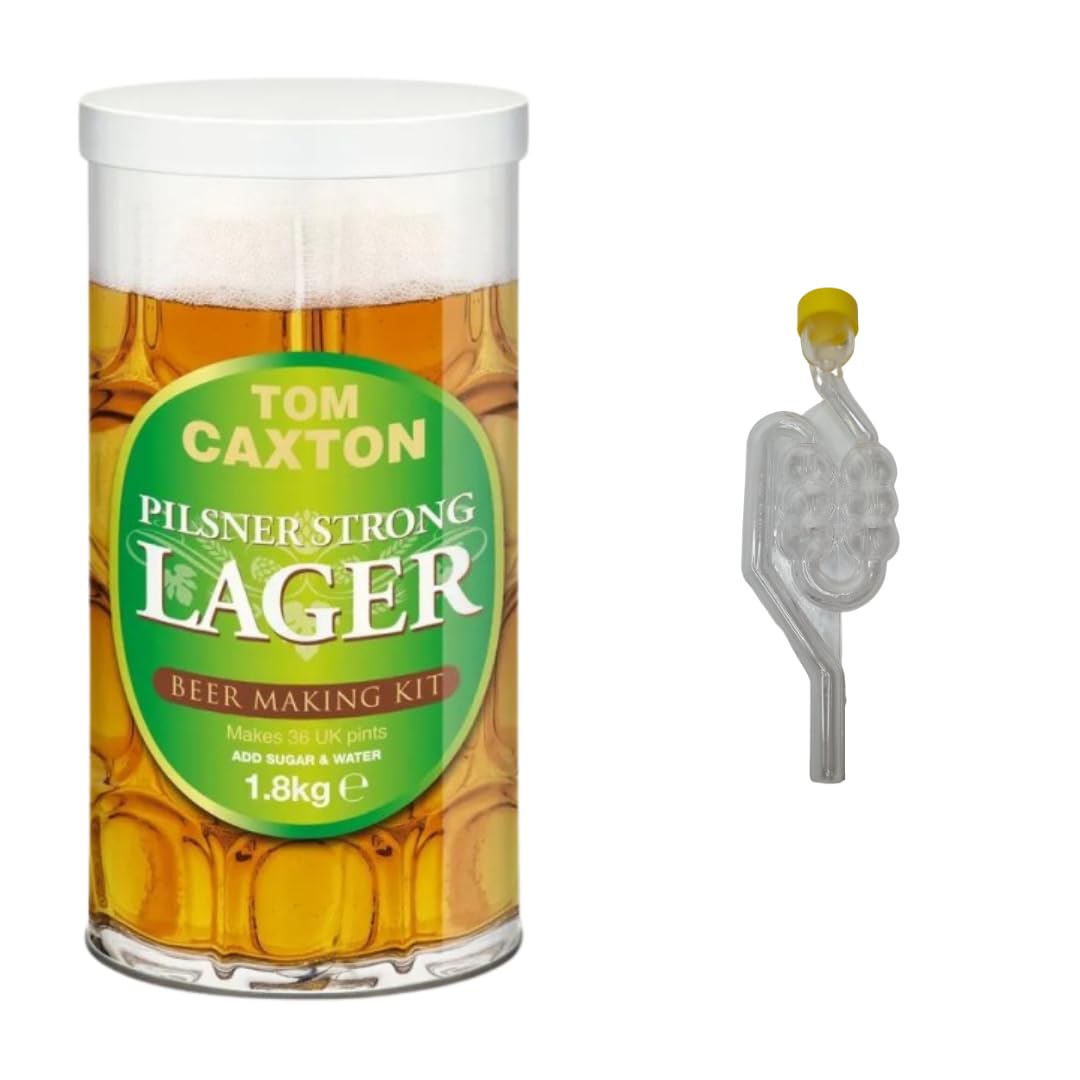 DIAH DO IT AT HOME Tom Caxton Pilsner Strong Lager 1.8kg Beer Making Kit with Airlock - Premium DIY Malt Extract Set Makes 36 UK Pints of Craft Lager - Homebrew Ingredients Beer Brewkit