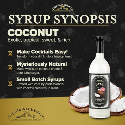 Image of Liquid Alchemist Coconut Syrup for Drinks - Real Ingredients Make our Cream of Coconut Syrup a Perfect Pina Colada Drink Mix - Tropical Flavoring for Drinks - Vegan & Non-GMO (25.4 oz)