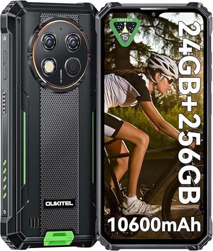 OUKITEL G1 Smartphone Incassable - Android 15 Grande Batterie 10600mAh 24Go+256Go(1To) 6.52 Pouces HD+ IPS 48MP Double Caméra Telephone Incassable IP68/IP69K Antichoc Étanche NFC/OTG/Empreinte/Face ID