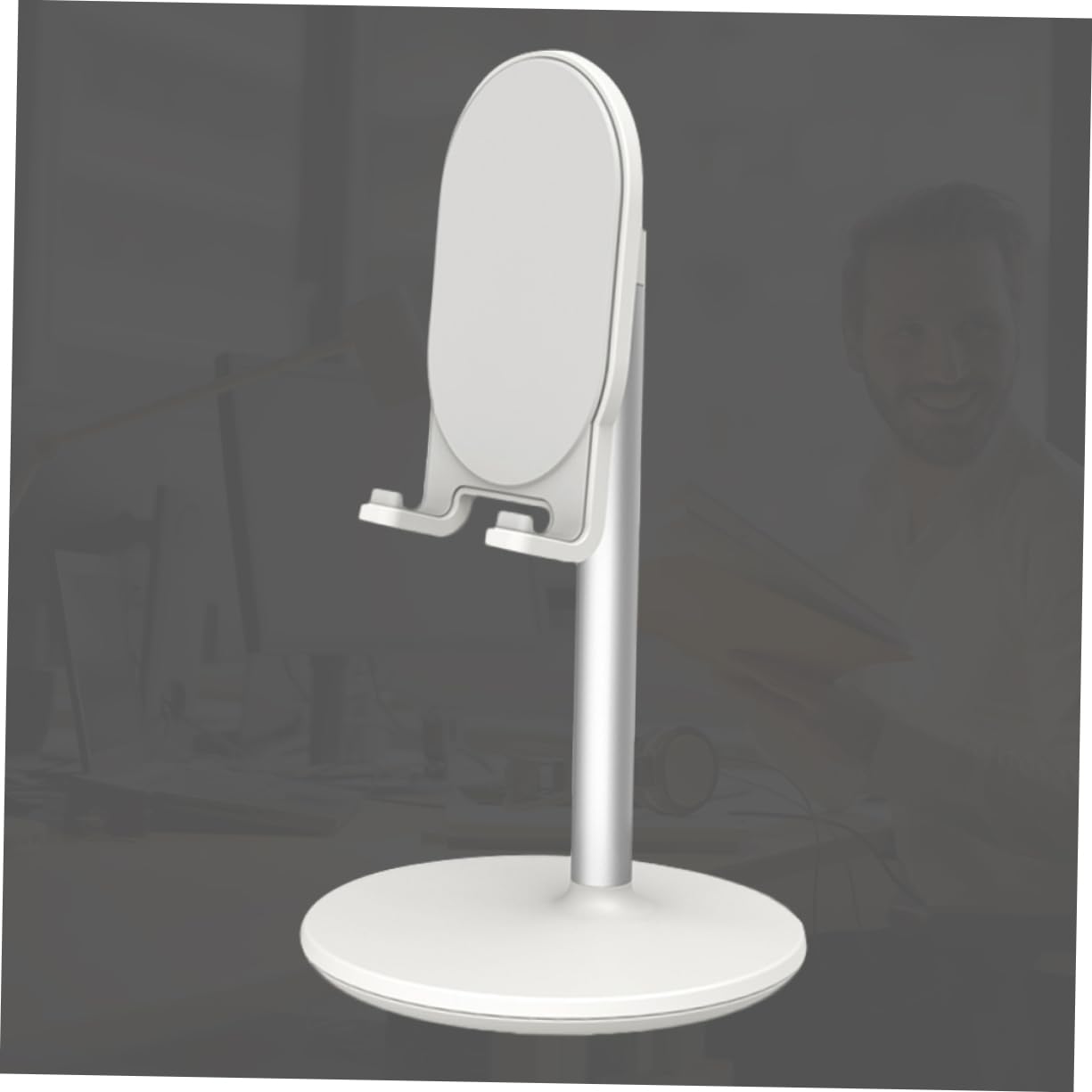Supporto per Telefono e Tablet Bianco in Lega, Pratico da Scrivania | Casa e Ufficio, Anti-slip e Flessibile, 1 Pezzo, Supporto Semplice per Uso Quotidiano