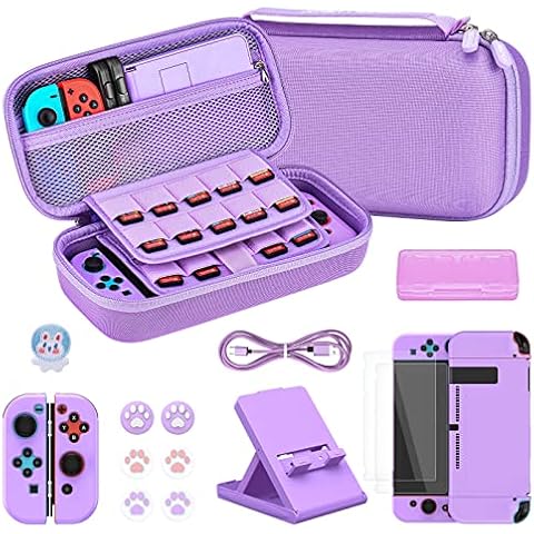 Younik Switch Accessories Bundle, 16 in 1 Accessories Kit Includes Switch Carrying Case, Protective Case Cover for Console & J-Con, Screen Protector, Adjustable Stand, Switch Game Case and More Cover