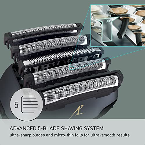 Image of Panasonic Arc5 Electric Razor for Men ES-LV67-K + Replacement Outer Foil WES9173P, Wet Dry 5-Blade Shaver with Intelligent Shave Sensor and 16D Flexible Pivoting Head, ES-AM67-K, Black