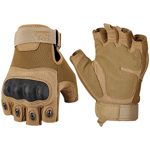 KEMIMOTO Fingerless Tactical Gloves for Men Motorcycle Gloves for Outdoor Work Sports for Hunting Hiking Camping
