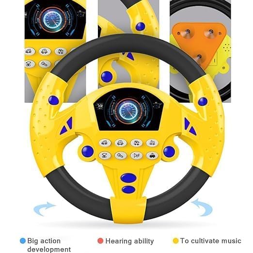 Image of Kids Driving Steering Wheel Funny Interactive Driving Wheel with Music (YELLOW)