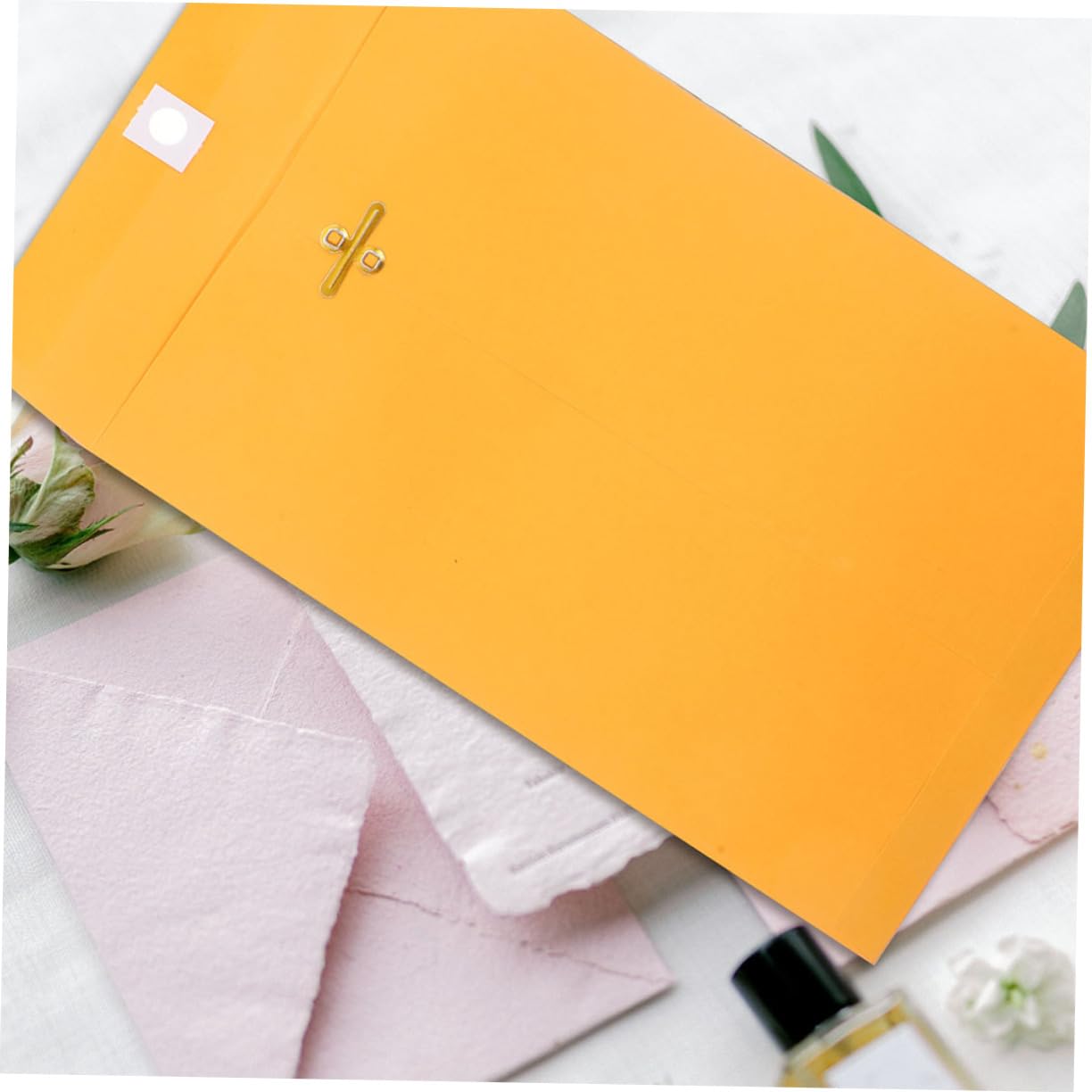 Enveloppe à Fermoir 100 Pièces en Papier Kraft Jaune, Format Mini