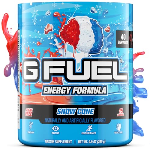 G Fuel Snow Cone Energy Drink Powder, Pre Workout Caffeine Mix for Gaming, Sugar Free Focus Amino,...
