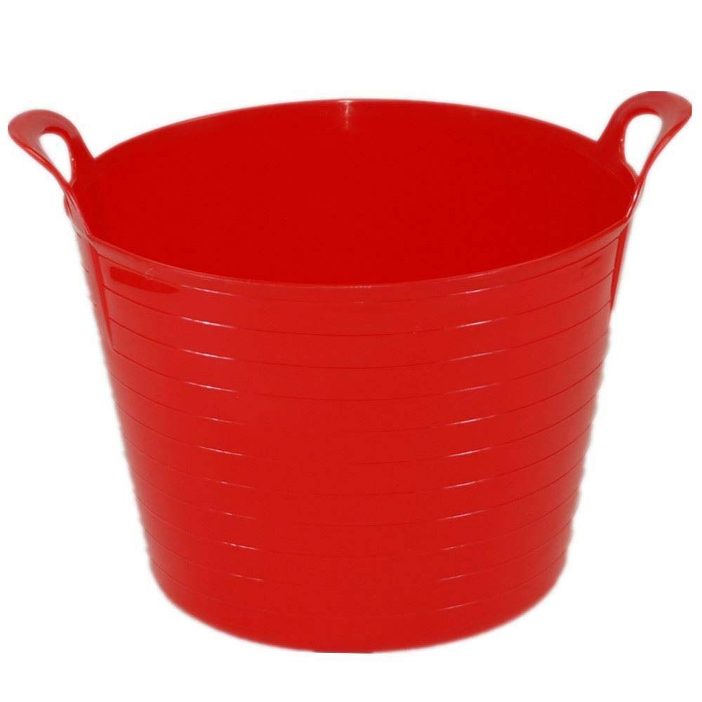 M1ss Red 26L Litre Robust Versatile Multi-Purpose Flexible Storage Container Bucket, Tub Trugs, Horse Feeder, Garden Tub, Flexi Tub (Red)
