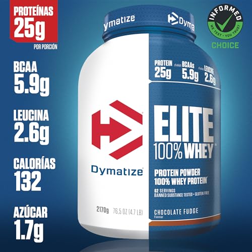 Dymatize Elite 100% Whey Chocolate Fudge 2170g - Pulverizador de adecuada Poteína y Baja Azúcar + Proteína de Suero y BCAA - Imagen 3