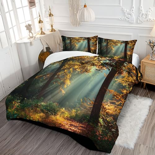 DLERFLOVR Edredón Nórdico Bosque De Otoño – Relleno Nórdico 4 Estaciones Estilo De Realismo Mágico – Ultra Suave – Colcha AlternativoCama 150 Edredón Acolchado 220x240cm Marrón
