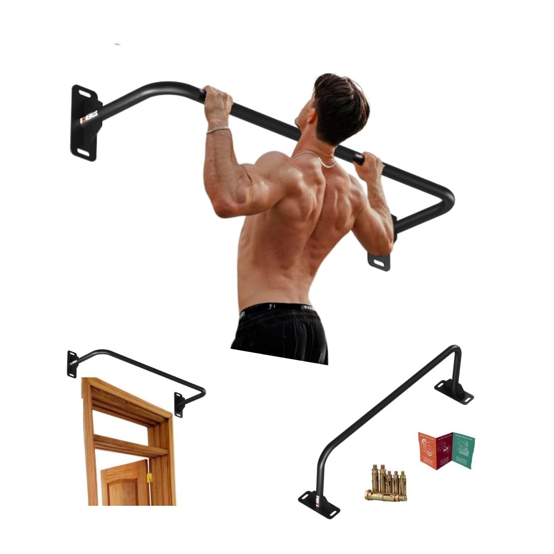 STHENOS OURNATION Multifunctional Wall Mounted Pull Up/Push Up/Chin Up Bar For Gym Home Exercise, Workout Strength Training Equipment, 32Mm Diameter (95 Cm, Black,120 kg Capacity)