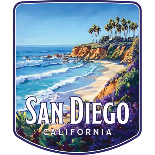 Imán decorativo redondo diseño San Diego California 3 pulg