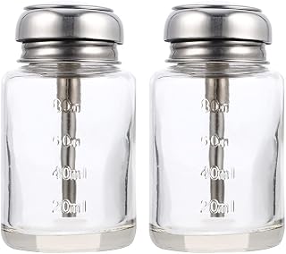 2pcs Push Down Dispenser Bottle Glass Empty Lockable Liquid Pumping Dispenser Glass Bottles for Nail Polish and Makeup Remover 100ML