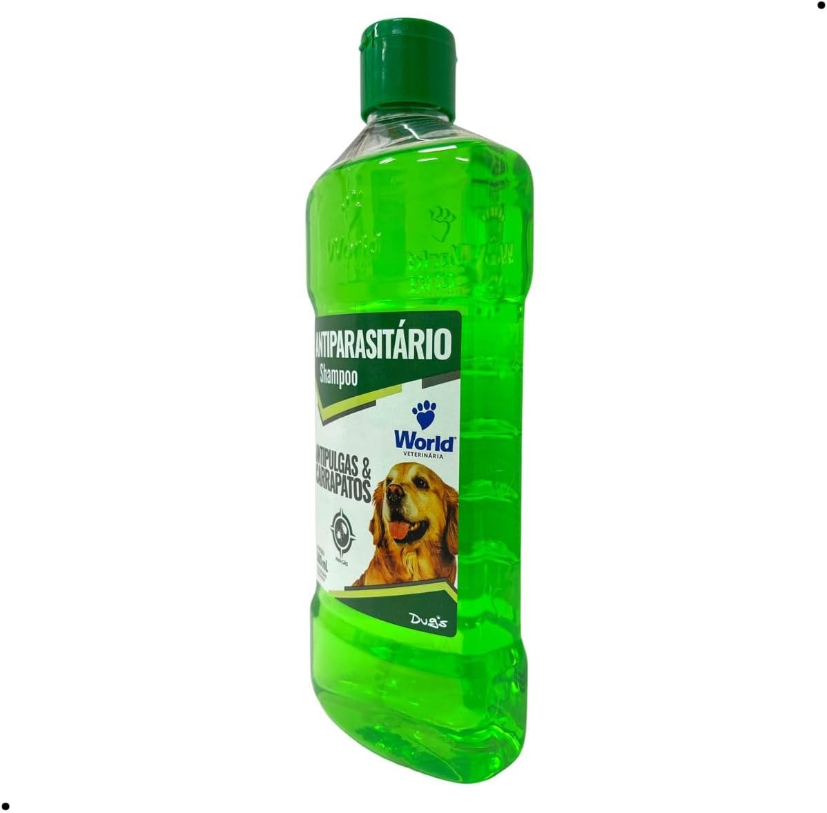 World Veterinária Shampoo Antipulgas E Carrapato Para Cães Verde 500 Ml
