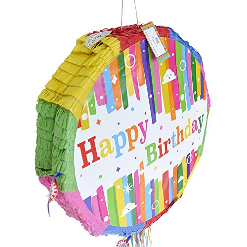 Party Fun Pull Pinata for Kids Birthday Parties – Large Capacity String Pinata with Hidden Door (Colorful)