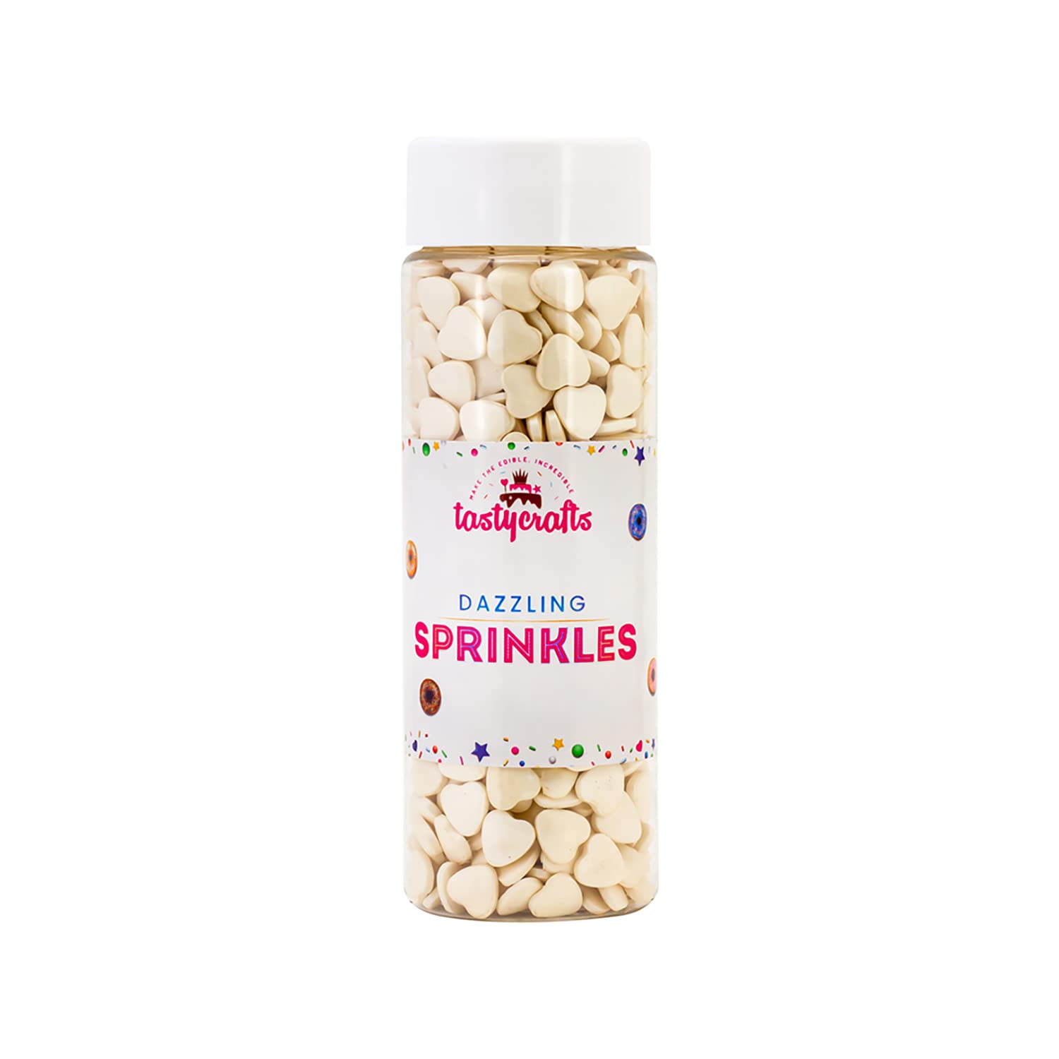 Tastycrafts Edible Heart Shape Sprinkles | Hearts Sweet Candy Topping for Cake Decor | Cake Decoration and Garnishing | Best use for Cupcake, Pastry, and Cake Toppers - White Heart (B09DTLM35Z) Amazon Price History, Amazon Price Tracker