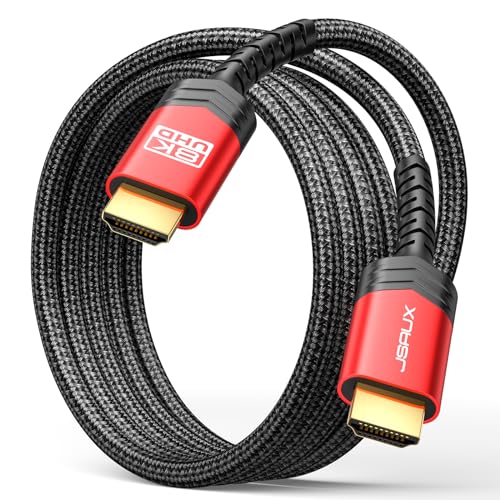 Trasmissione stabile: il cavo HDMI 2.1 JSAUX 8K è dotato di un sofisticato chip HDMI 2.1, di una struttura di schermatura, di una protezione flessibile antitorsione, di una guaina in nylon, di contatti placcati oro e di un involucro in lega di zinco. Ecco perché il nostro cavo HDMI 2.1 può realizzare una trasmissione veloce e stabile di video 8K. Ed è più durevole.