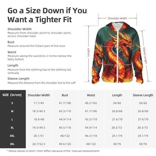 Dragon King in Fire Sun Protection Hoodie Jacket UPF 50+ Full Zip Long Sleeve Sun Shirts With Pockets Rash Guard3