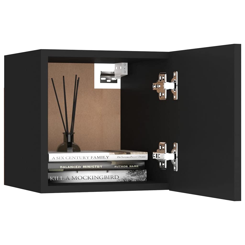vidaXL Armadietti a Parete per TV 2 pz Neri 30,5x30x30 cm