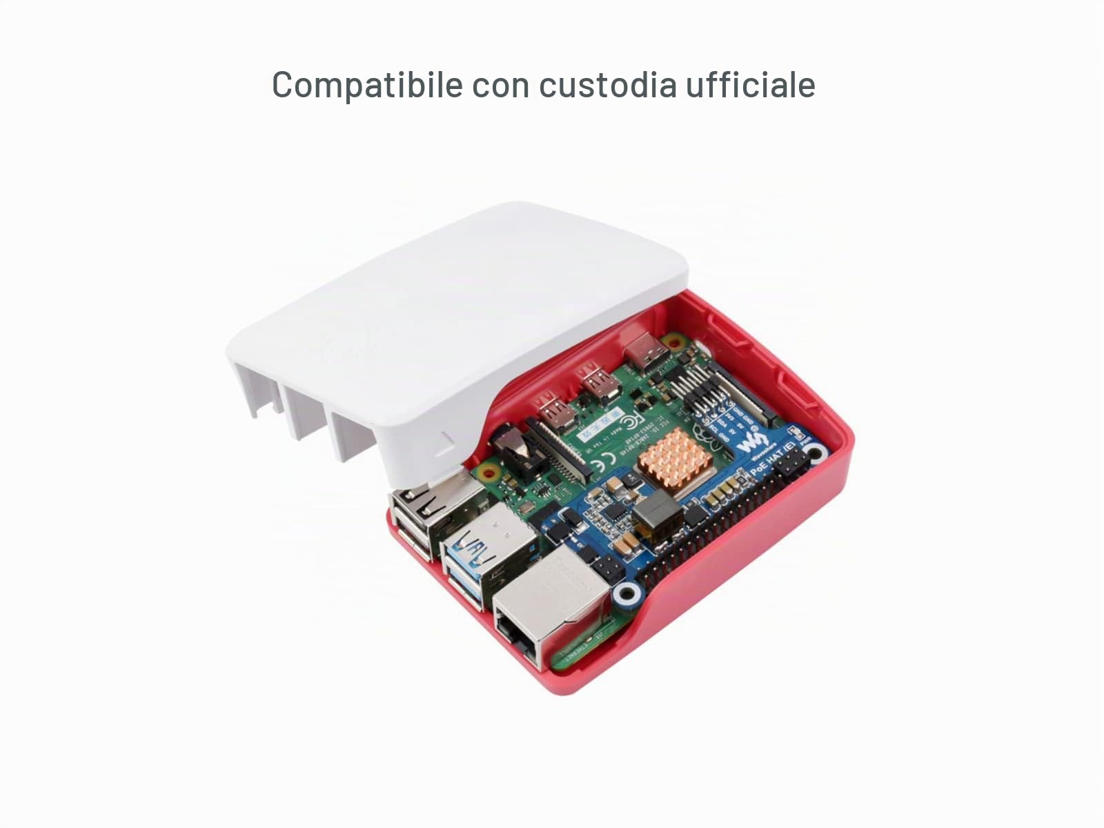 Waveshare Poe Hat for Raspberry Pi 4B 3B+, IEEE 802.3af-Compliant,Power Over Ethernet Hat (E) Expansion Board for Raspberry Pi,5V Power Output