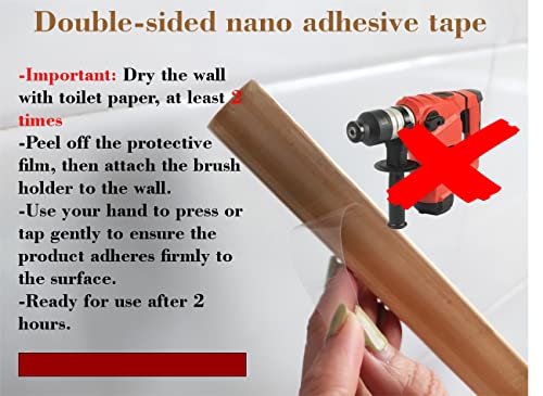 Nazakool Toothbrush Razor Holder Wall Mounted For Bathrooms Tooth Brushing Adhesive -Save Space Easy To Drain - Easy To Clean 100% Wooden Save The Planet (4 Holes) #TOP4