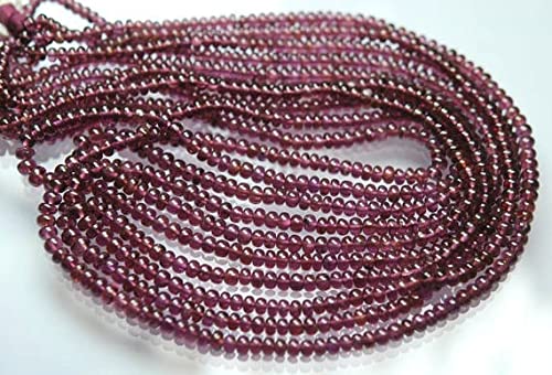 Rhodolite Garnet Smooth Roundelles LKBEADS perles de grenat 3.5-4mm fil 14 inches pour bijoux