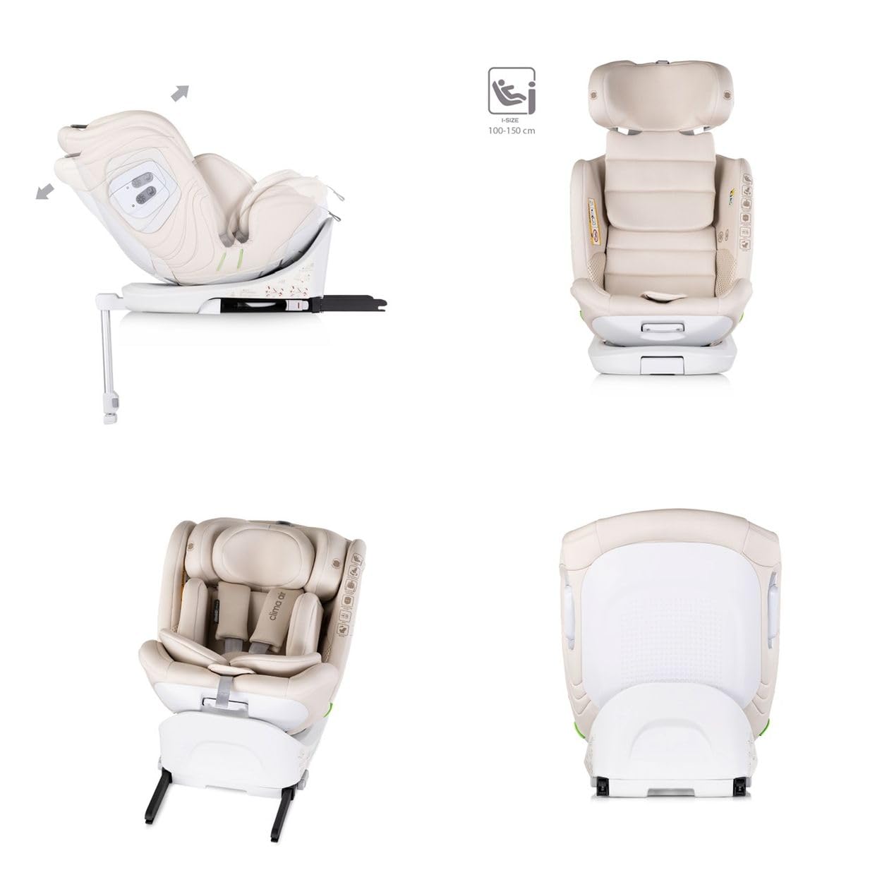 Chipolino Kindersitz Clima Air i-Size (40-150 cm) Isofix Lüftungs-Heizfunktion beige