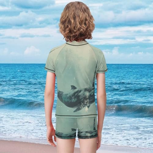 Whale Narwhal SharkChildren's Casual Swimsuit Set - Simple and Versatile7-9Y（120cm）2