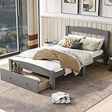 【Cama con cajones】Equipada con un cajón con ruedas suaves, esta cama con plataforma es ideal para mantener los elementos esenciales de su dormitorio, como sábanas, almohadas o mantas, limpios y ordenados. Espacio de almacenamiento adicional para facilitar el almacenamiento.