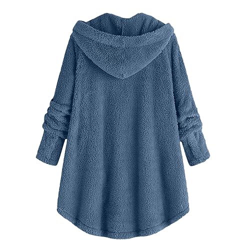 Fuzzy Fleece Jacket for Women Lightweight Cozy Button Hooded Shirts Womens Winter Coats Causal Plus Size Bed Jackets3
