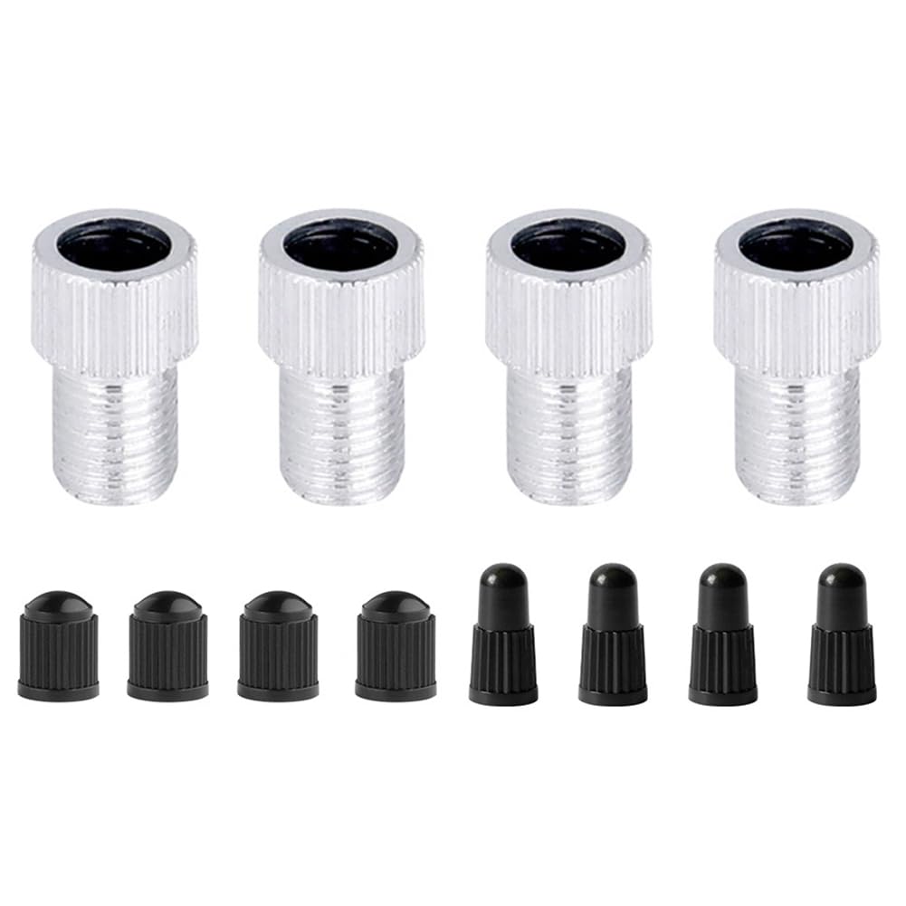 HTU Convert Presta To Schrader Bike Valve Adapter Presta To Schrader Valve Adapter 4 Pcs Aluminum Alloy Valve Adapter Converter for Valve