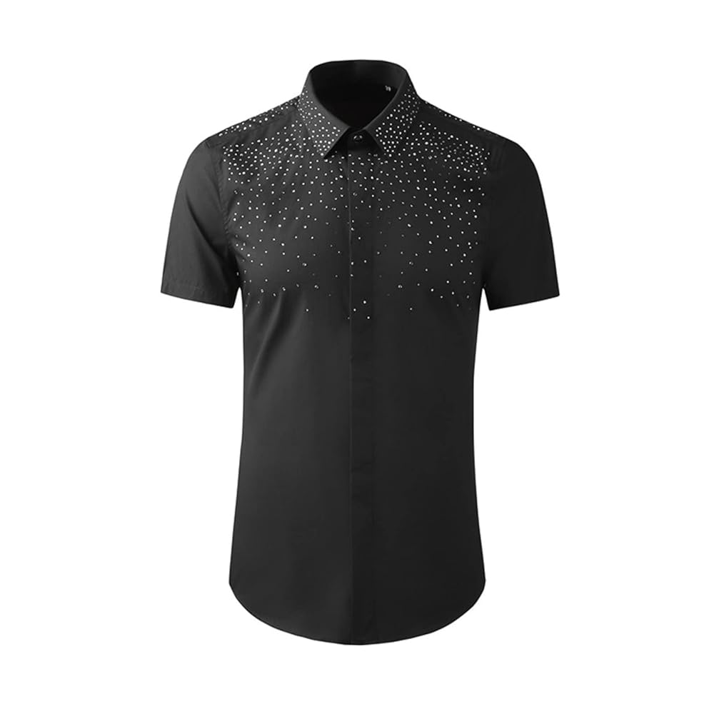 Amazon.com: 通用 Men's Short Sleeve Shirts Shiny Diamonds