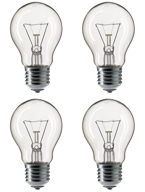 4 Pack 60W Traditional Ever Ready Clear Classic GLS Bulbs, ES E27 Edison Screw Cap, 100% Dimmable, 620 Lumens, 2700K Warm White, 230V AC, for Pendants, Lamps and Wall Lights
