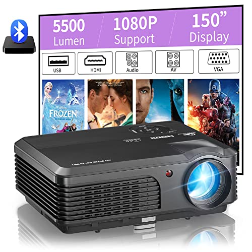 60% Off Discount Full HD Projector 5500 Lumen 200" Display 1080P Projector with Digital Zoom 50000Hrs LED Video Projector Compatible with Smart Android Phone PC DVD PS4 Laptop USB HDMI for Home Theater Outdoor Movie