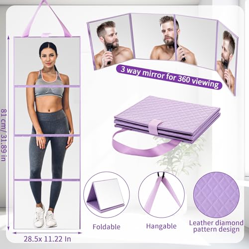 Espejo plegable rectangular portátil para maquillaje miniatura 2