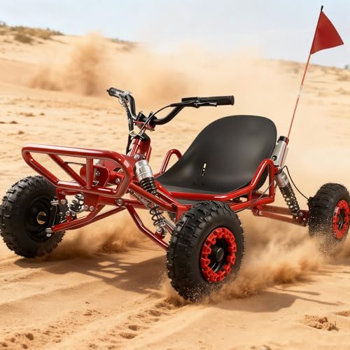 Gas Powered Go Kart, 1700W Go Kart for Adults & Kids with Premium Steel Tubular Frame, 2 Stroke Off-Road Kart with 6'' Tires Featuring Hydraulic/Rear Disc Brake, 25MPH, 2.5L Tank (Gas Power, Red)