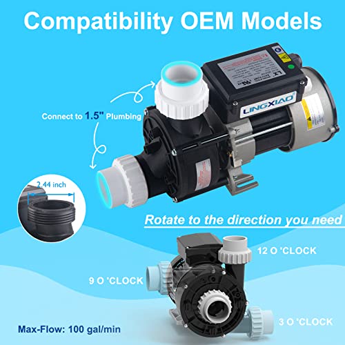 Image of Bath Pump & Hot Tub Bath Pump - LX Bath Pump 110V - 120V, 1.5 inch Port (WCH100)