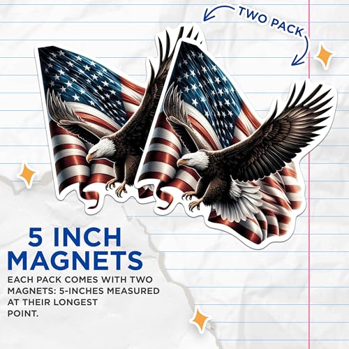 (2 Pack) Imanes Decorativos de Águila USA y Bandera Americana miniatura 3