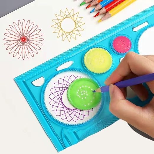 YBN Plastic Spirograph Geometric Ruler Drafting Tools Designing Full Tool Set with 12 Neon Pens for Spirography Art Work Complete Kit for Kids., Multicolor 2
