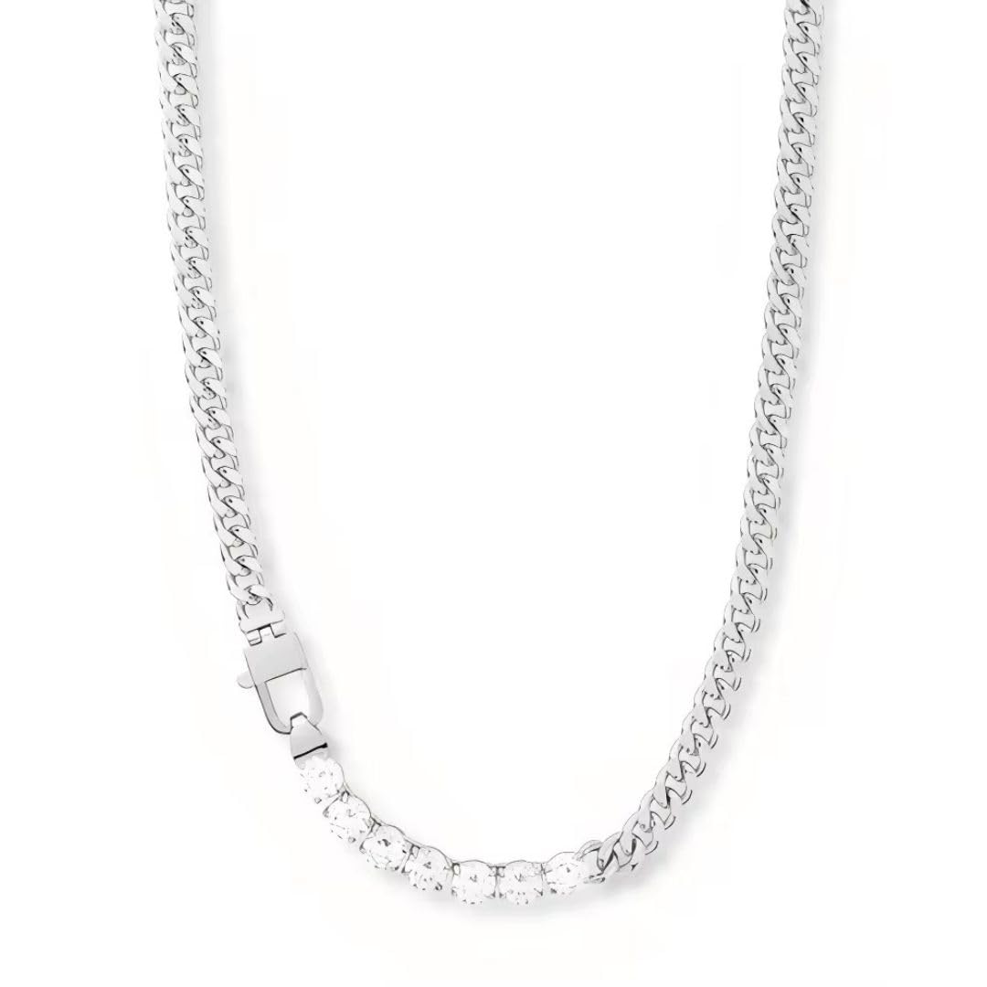 Whispering Meadows Eliana Jane Collection – 18K Gold Plated Tennis Necklace for Women, Waterproof Non-Tarnish Zircon Chain with Signature MM Padlock