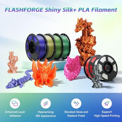Image of FLASHFORGE Silk+ PLA Filament 1.75mm Metal Gray, Silky Texture 3D Printing Filament, Enhanced Layer Adhesion with Stunning Surface Finish; Chrome-Like Brilliance and Silk-Smooth Perfection